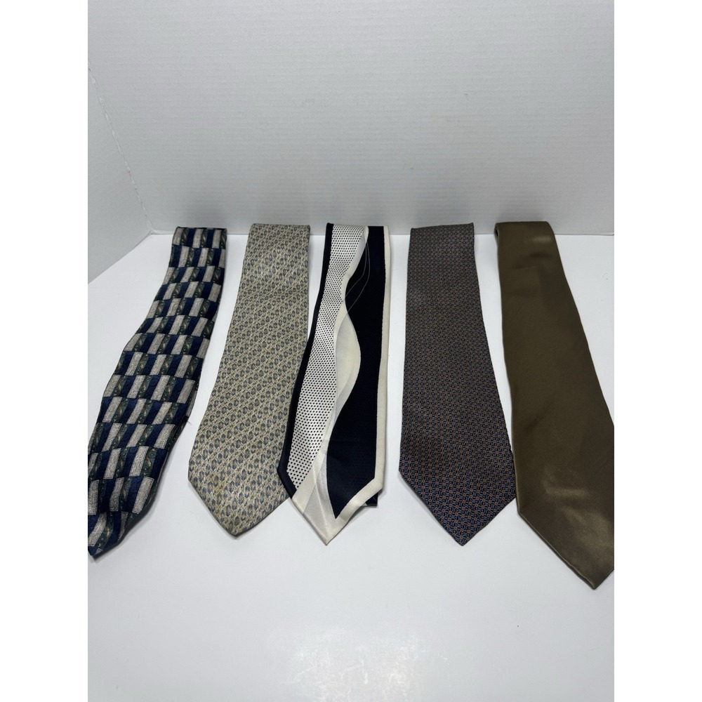 Lot of 5 Men's Neck Ties‎ Brand Names Designer 100% Silk Vintage